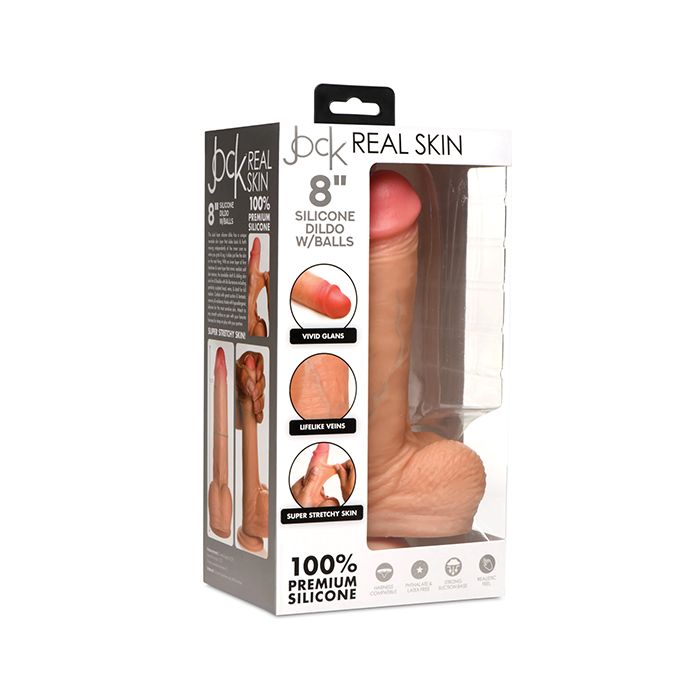 Curve Toys Jock Real Skin Silicone 8" Dildo w/Balls