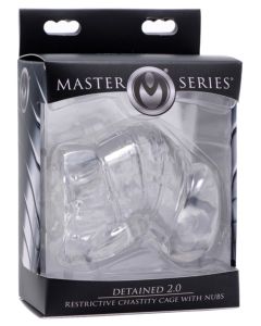 Master Series Detained 2.0 Restrictive Chastity Cage w/Nubs - Clear