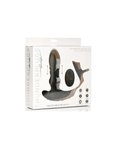 ThunderPlugs 10X Thrusting Silicone Vibrator w/Cock & Ball Strap & Remote - Black